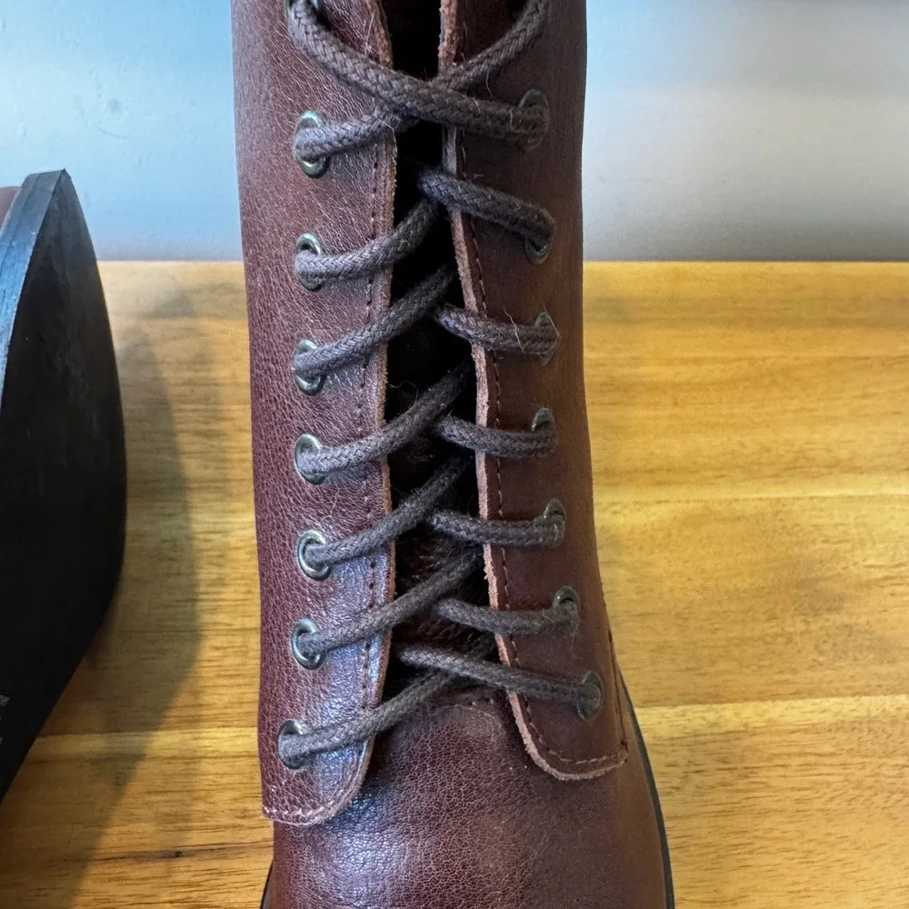Jeffrey Campbell Gemini Women 10 Brown Pebbled Leather Block Heel Ankle Boots